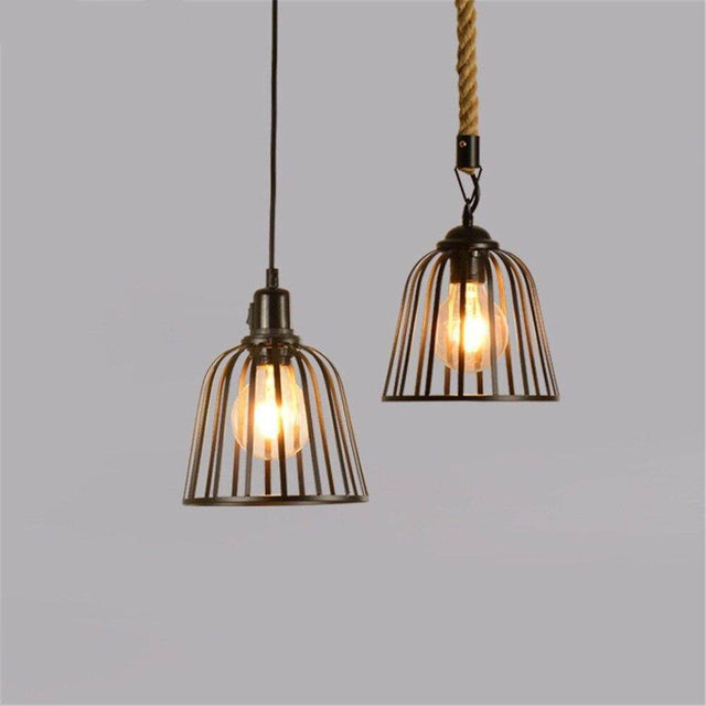 Suspension rétro LED style cage en métal Hang