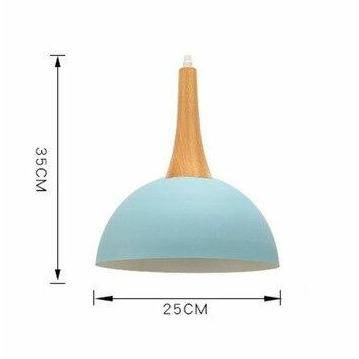 Suspension demi boule coloré et support en bois