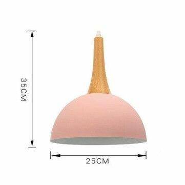 Suspension demi boule coloré et support en bois