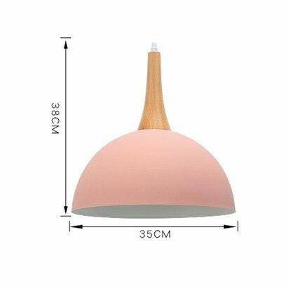 Suspension demi boule coloré et support en bois