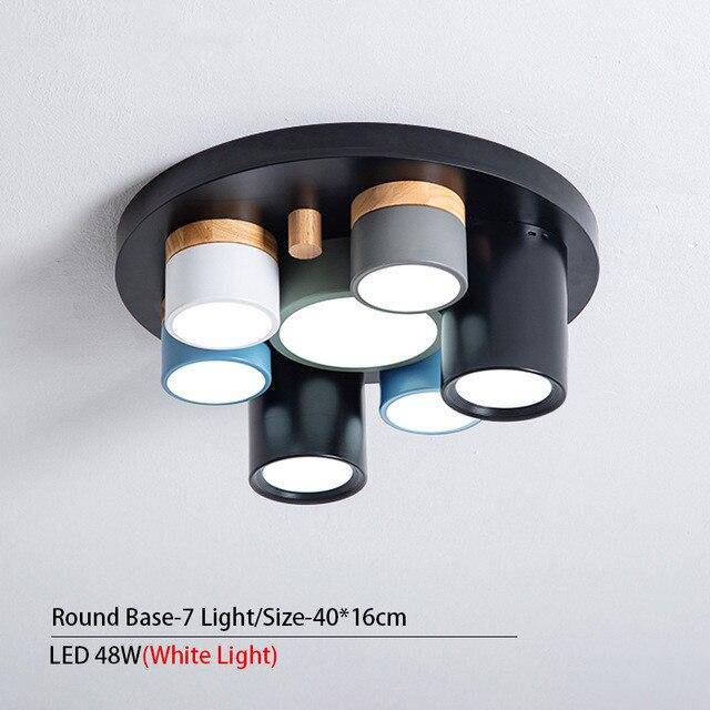 Plafonnier design avec plusieurs spots cylindriques colorés à LED - vue 11 sur 13