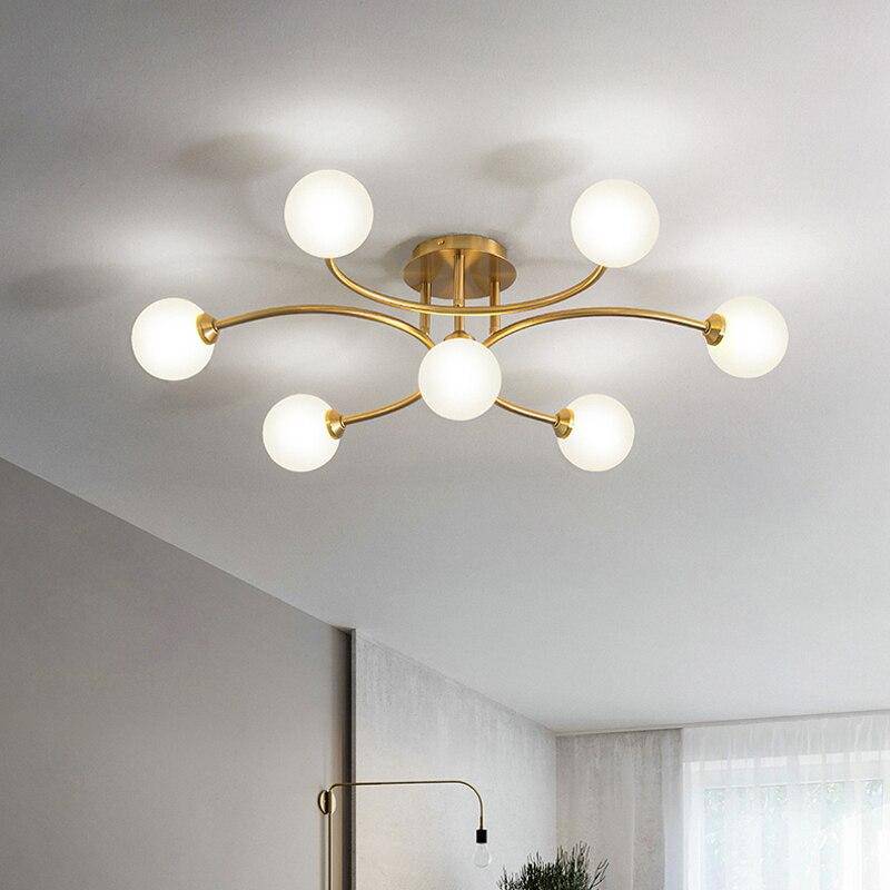 Lustre design à LED en métal avec plusieurs boules en verre Creative - vue 2 sur 15