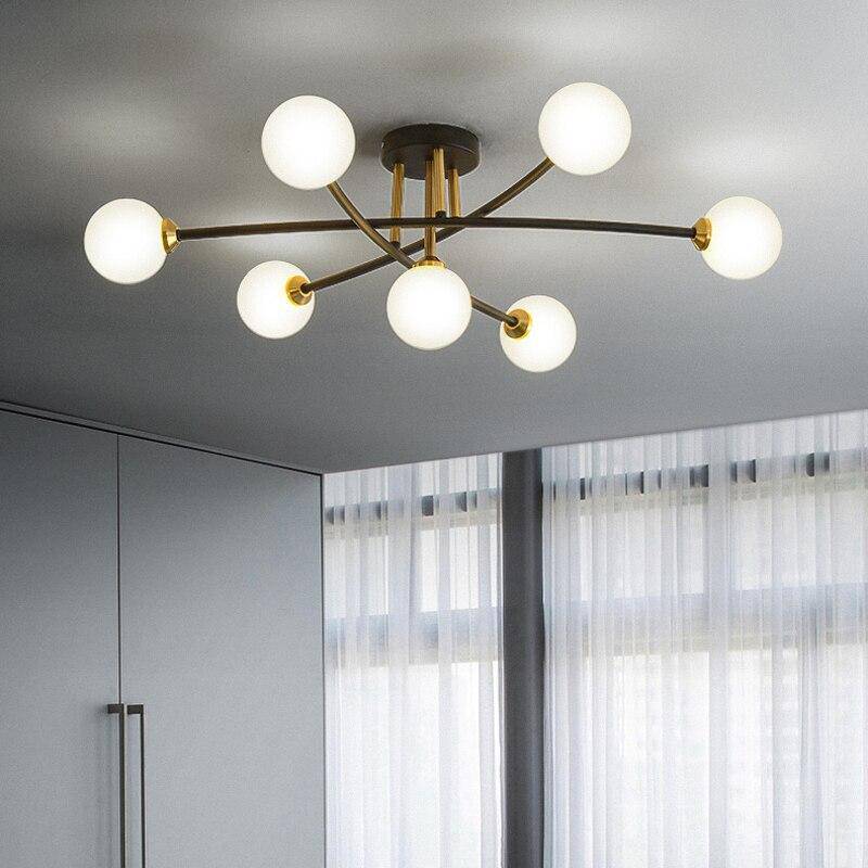 Lustre design à LED en métal avec plusieurs boules en verre Creative - vue 5 sur 15