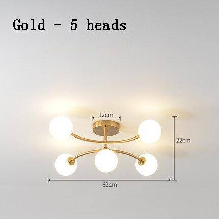 Lustre design à LED en métal avec plusieurs boules en verre Creative - vue 12 sur 15