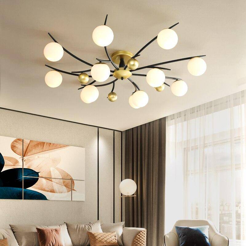 Plafonnier design à LED en métal avec plusieurs boules en verre Loft - vue 4 sur 8