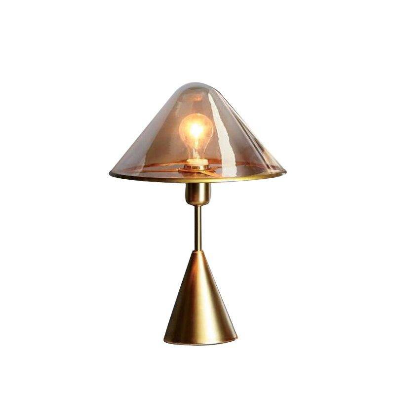 Lampe de chevet design à LED style cuivré et abat-jour en verre - vue 6 sur 7