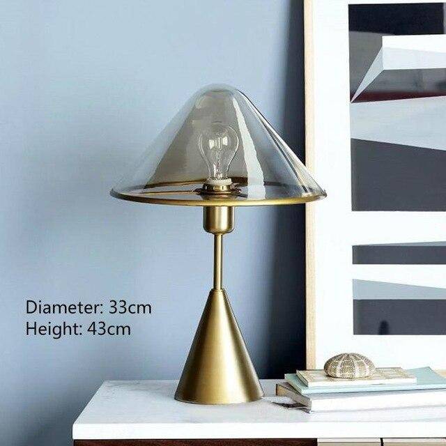 Lampe de chevet design à LED style cuivré et abat-jour en verre - vue 4 sur 7