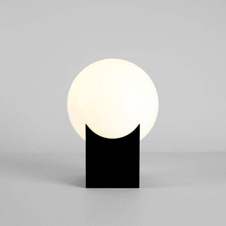Lampe chevet boule sur support cubique