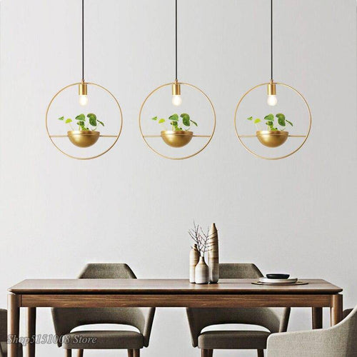 Suspension design LED avec anneau doré et métal et demi-sphère Luxury - vue 5 sur 6