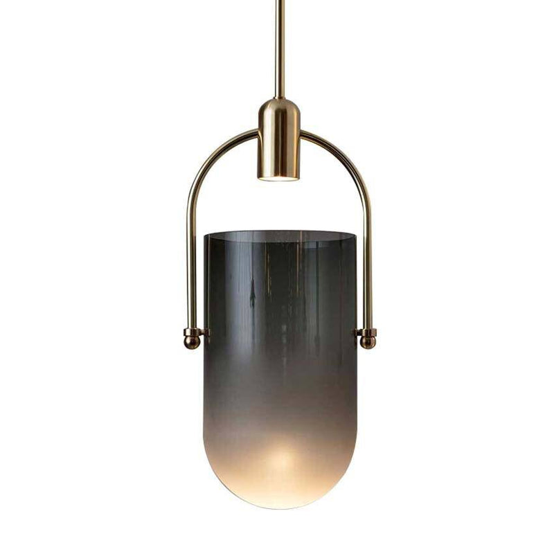 Suspension design en verre éclairé et spot doré Moderne