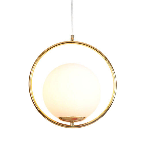 Suspension design LED avec anneau doré et boule en verre Luxury - vue 5 sur 6