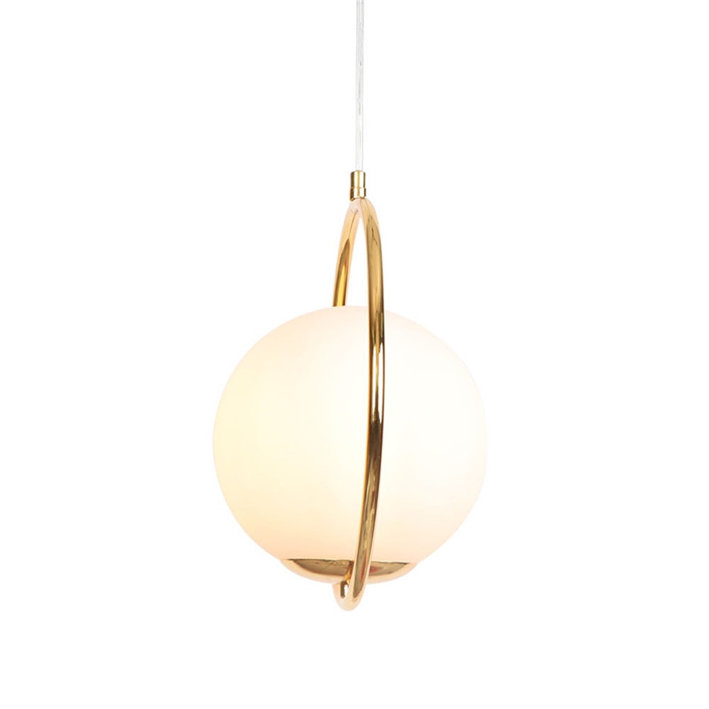 Suspension design LED avec anneau doré et boule en verre Luxury - vue 3 sur 6