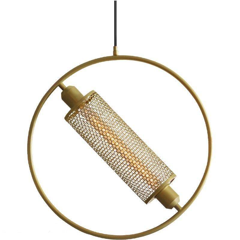 Suspension design LED avec anneau en métal doré - vue 5 sur 4