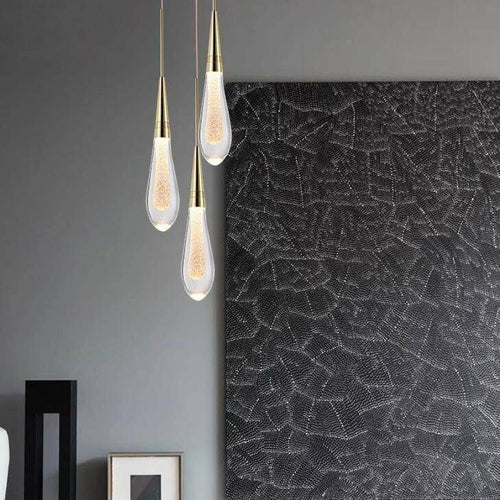 Suspension design LED dorée en verre cristal Luxury