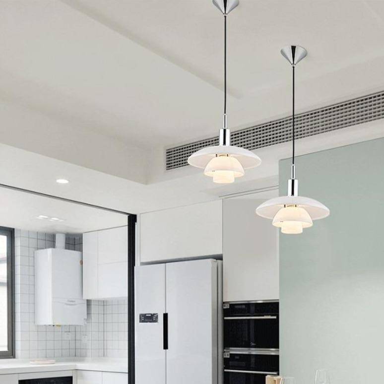 Suspension design LED avec abat-jour en aluminium blanc Loft - vue 2 sur 5