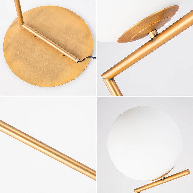 Lustre design avec boule en verre et tige de support Moderne