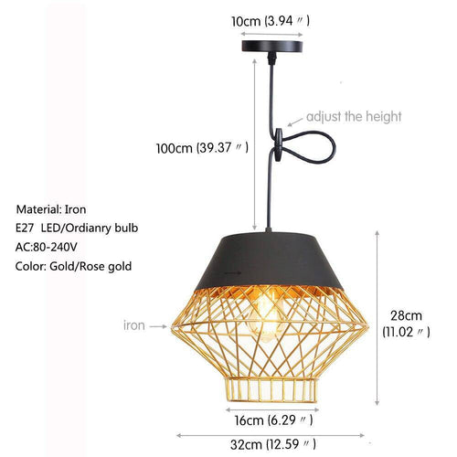 Suspension design à LED avec cage en métal industrielle Loft - vue 8 sur 10