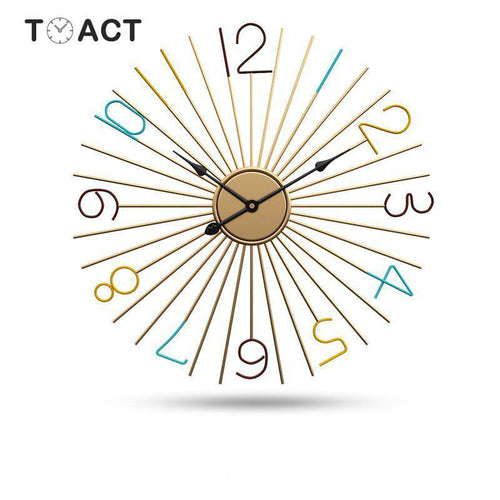 Horloge ronde design en métal et chiffres colorés 50cm