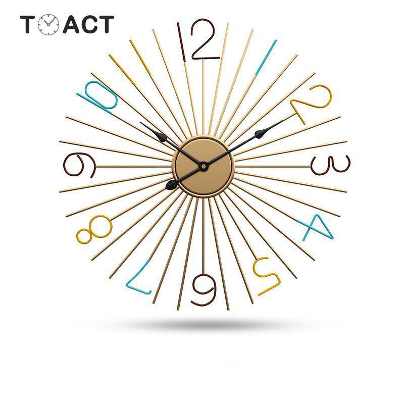Horloge ronde design en métal et chiffres colorés 50cm - vue 4 sur 3