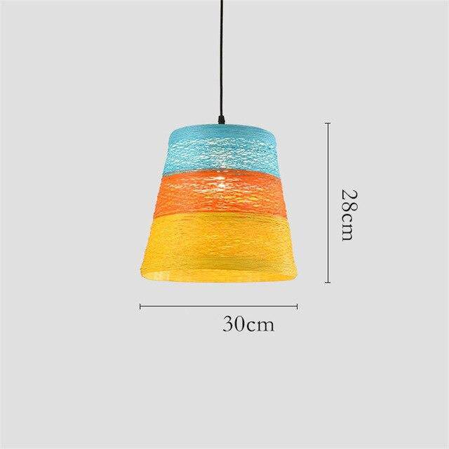 Suspension en rotin LED colorée style Farm - vue 4 sur 11