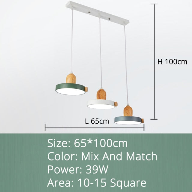 Lustre scandinave circulaire en bois et métal coloré Carmina - vue 5 sur 7