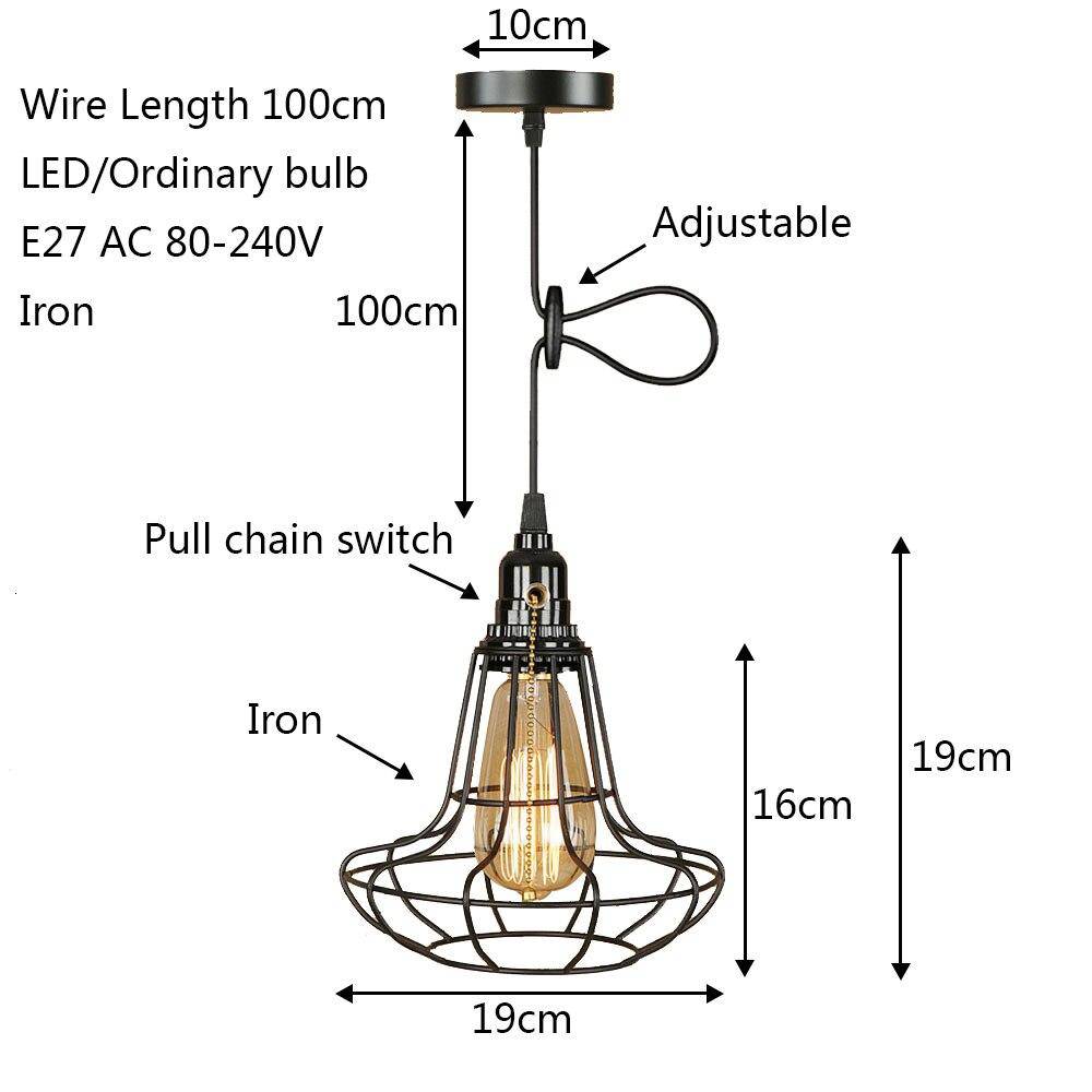 Suspension rétro à LED avec abat-jour cage en métal Edison - vue 4 sur 3