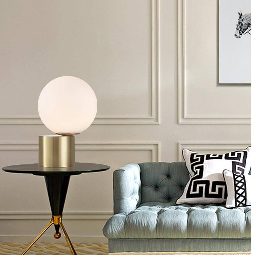 Lampe de chevet à base doré et boule en verre Moderne - vue 4 sur 8