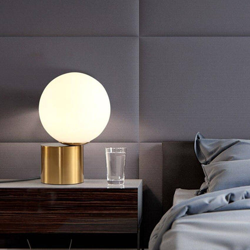 Lampe de chevet à base doré et boule en verre Moderne - vue 3 sur 8