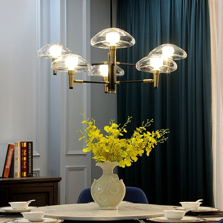 Lustre moderne abat-jours en forme de méduse en verre Hailey - vue 3 sur 8