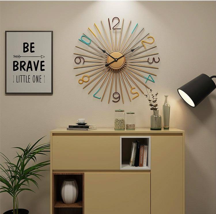 Horloge ronde design en métal et chiffres colorés 50cm - vue 3 sur 3