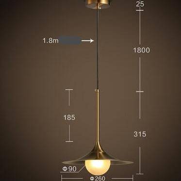 Lustre design LED avec abat-jour doré style Hang