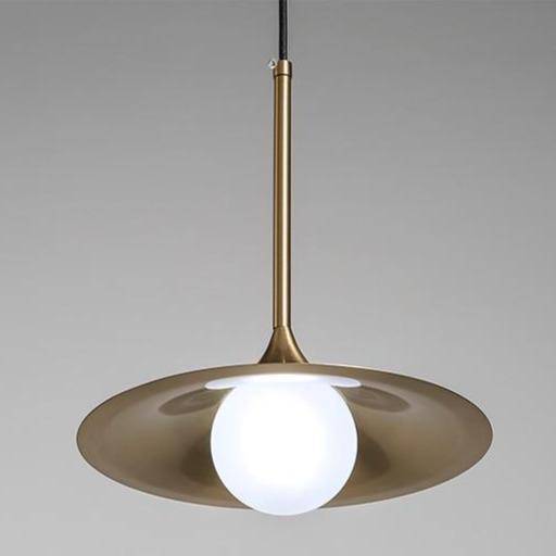 Lustre design LED avec abat-jour doré style Hang