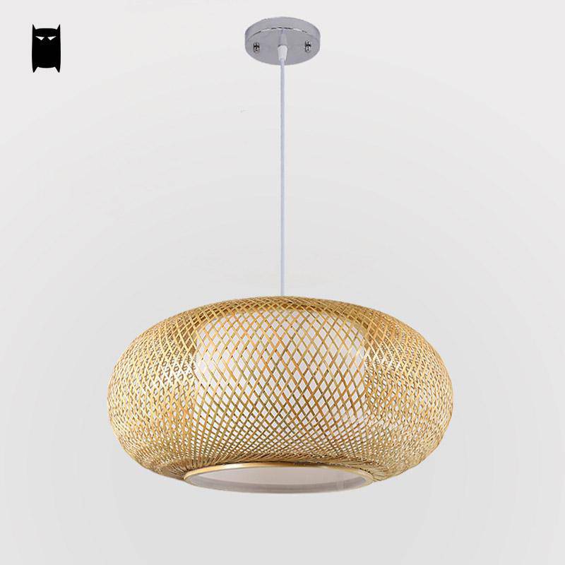 Suspension en bambou rond ovale style japonais Woven
