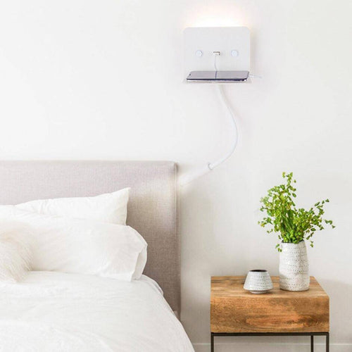 Applique à spot LED ajustable avec tablette et prise USB