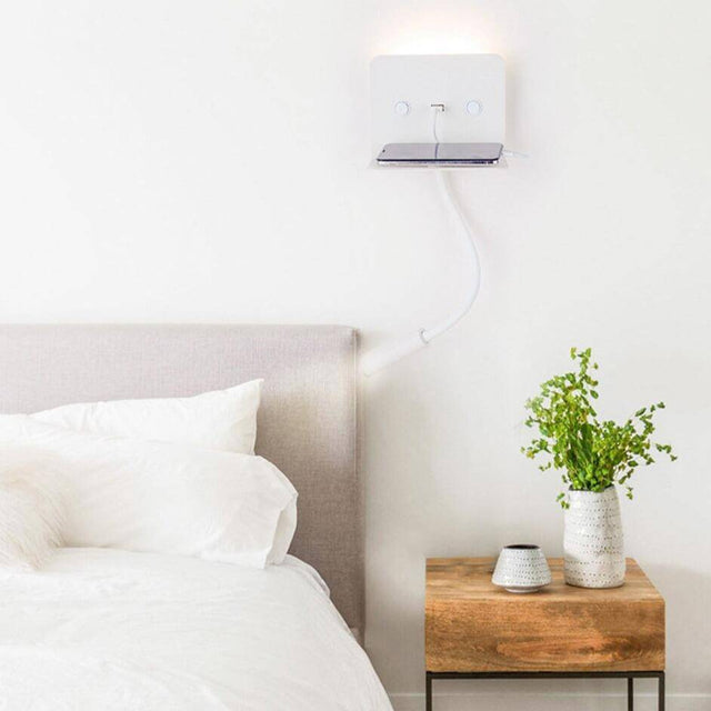 Applique à spot LED ajustable avec tablette et prise USB