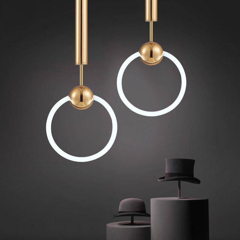 Suspension design ronde à LED et support dorée Jaxlong - vue 5 sur 10