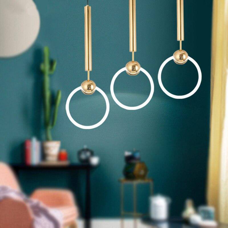 Suspension design ronde à LED et support dorée Jaxlong - vue 4 sur 10