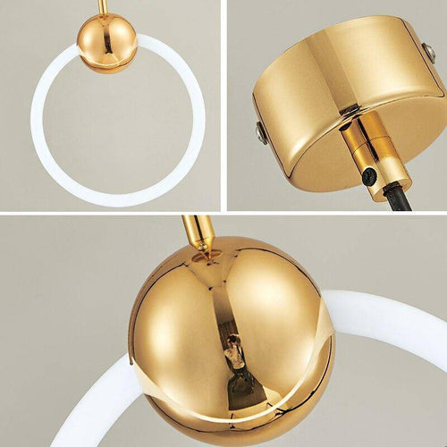 Suspension design ronde à LED et support dorée Jaxlong - vue 4 sur 10