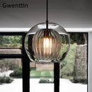 Suspension LED boule en verre avec tige dorée Modern