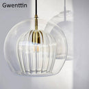 Suspension LED boule en verre avec tige dorée Modern