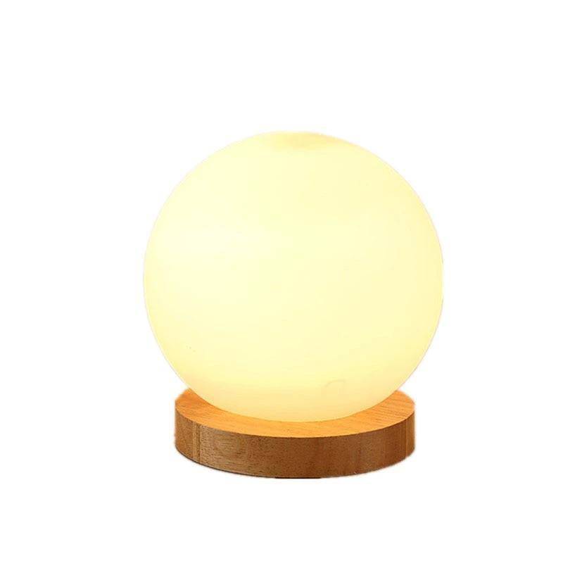 Lampe à poser moderne LED avec base en bois et boule en verre Ball - vue 5 sur 4