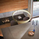 Lustre design LED rond en bois Nordic