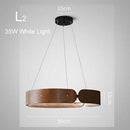 Lustre design LED rond en bois Nordic