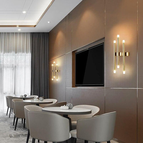 Suspension design avec plusieurs cylindres LED Background - vue 3 sur 8