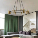 Lustre moderne et design LED avec cercle noir et spots dorés