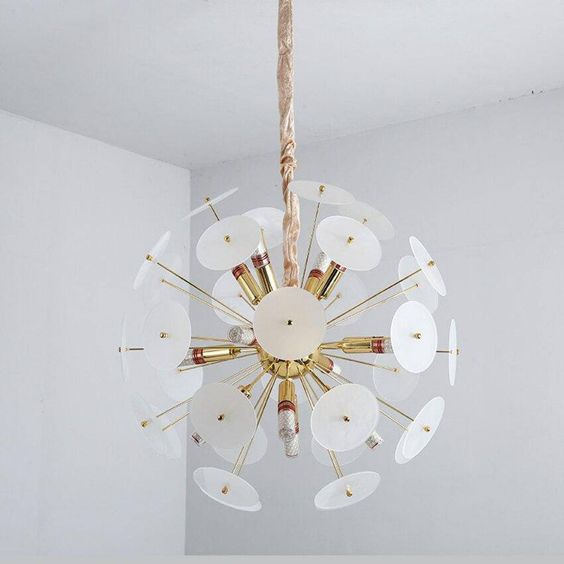 Lustre design doré et plaques rondes plates fumées Luxury