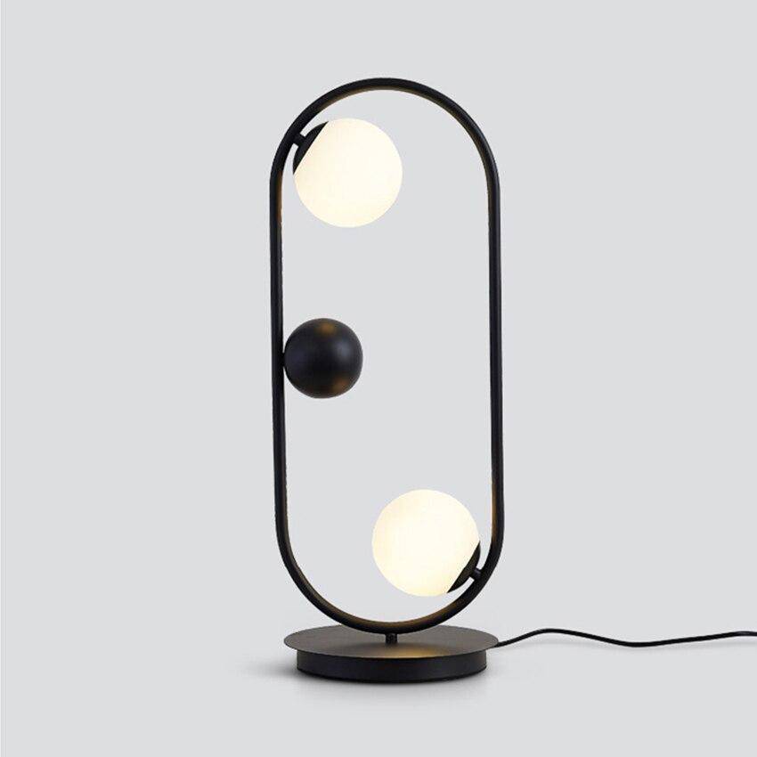 Lampe de chevet design à LED avec anneau métal et boules en verre Loft - vue 6 sur 12