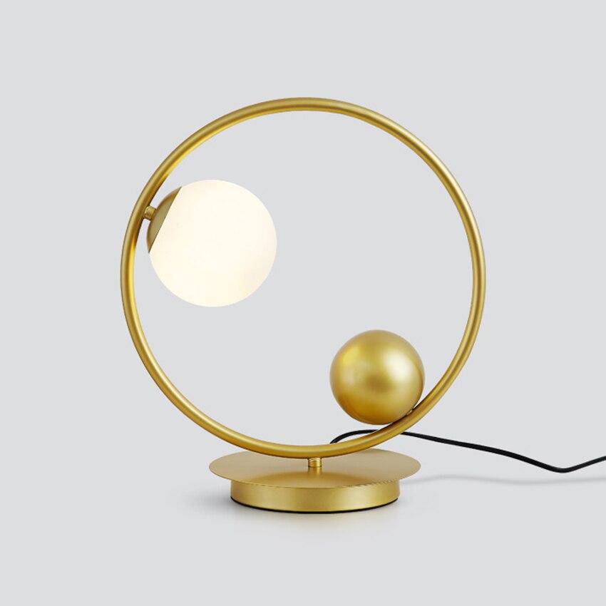 Lampe de chevet design à LED avec anneau métal et boules en verre Loft - vue 8 sur 12