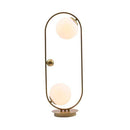 Lampe de chevet design à LED avec anneau métal et boules en verre Loft