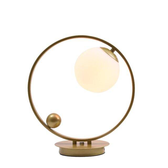 Lampe de chevet design à LED avec anneau métal et boules en verre Loft - vue 9 sur 12